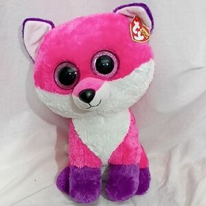 NWT Joey Ty  100% Ty Beanie Boo Huge 17" XL Jumbo Pink Fox Claire's Exclusive